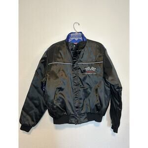 Vintage NASCAR Swingster Snap On Jacket Bomber Jacket USA Large Full Zip Blue
